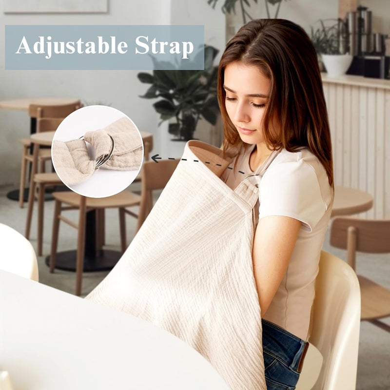 Coreeky 2 Pack Muslin Nursing Cover for Breastfeeding, Soft & Breathable 100% Cotton Breastfeeding Cover up - Image 3